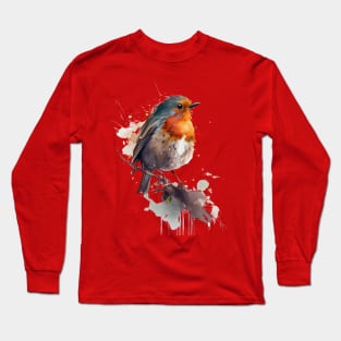 Robin Bird Watercolor 7.0 T-Shirt Long Sleeve T-Shirt